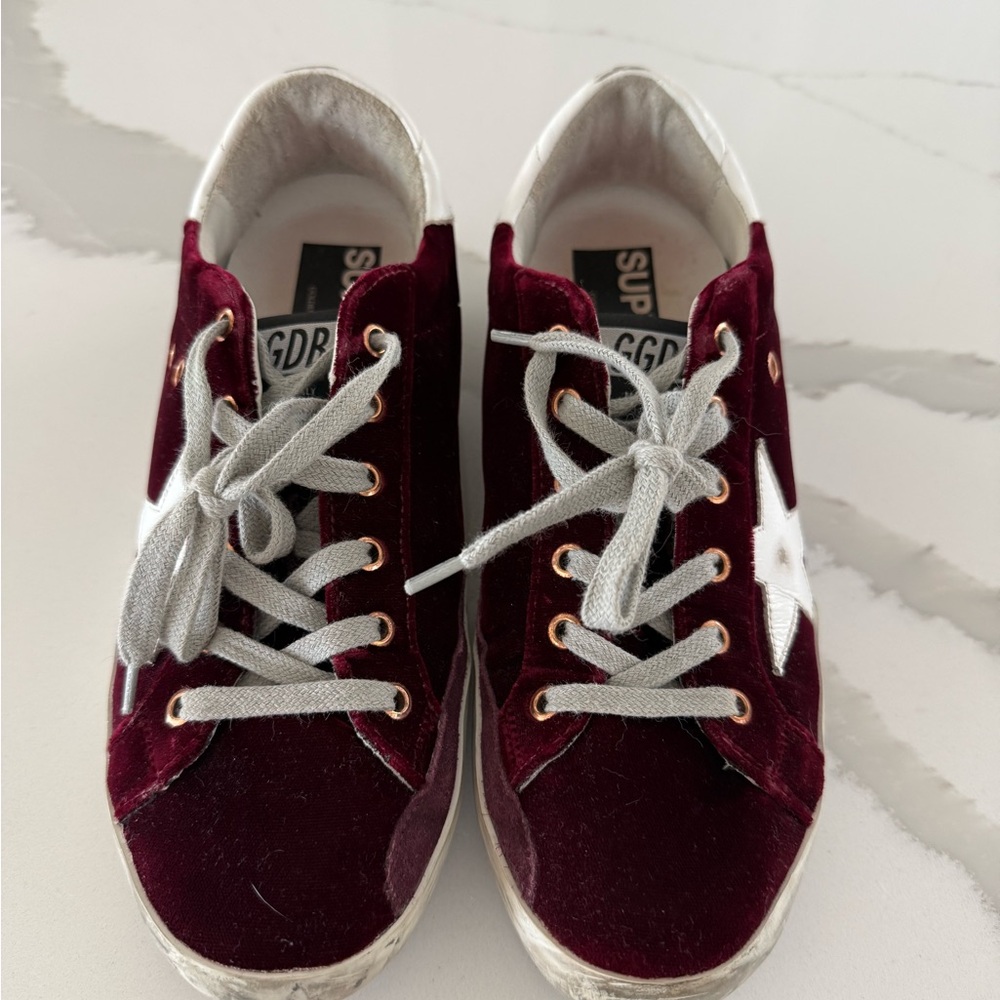 Golden Goose Burgundy Superstar sneakers velvet *rare* - Picture 2 of 8
